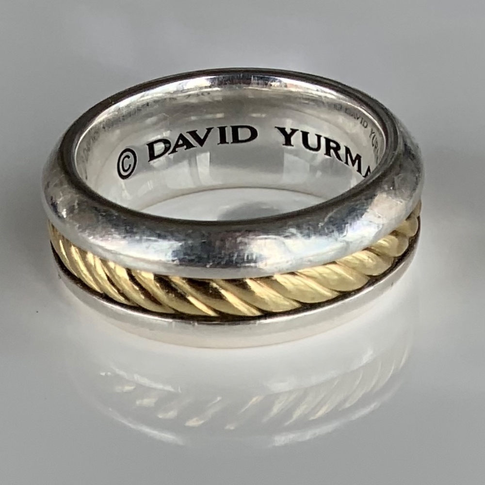 David Yurman Cable Inert Band in Silver & 18K Gold